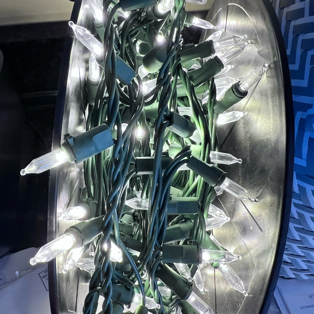 A Reel Of LED HOLIDAY LIGHTS Warm White LED Dome Lights Used Once Like New